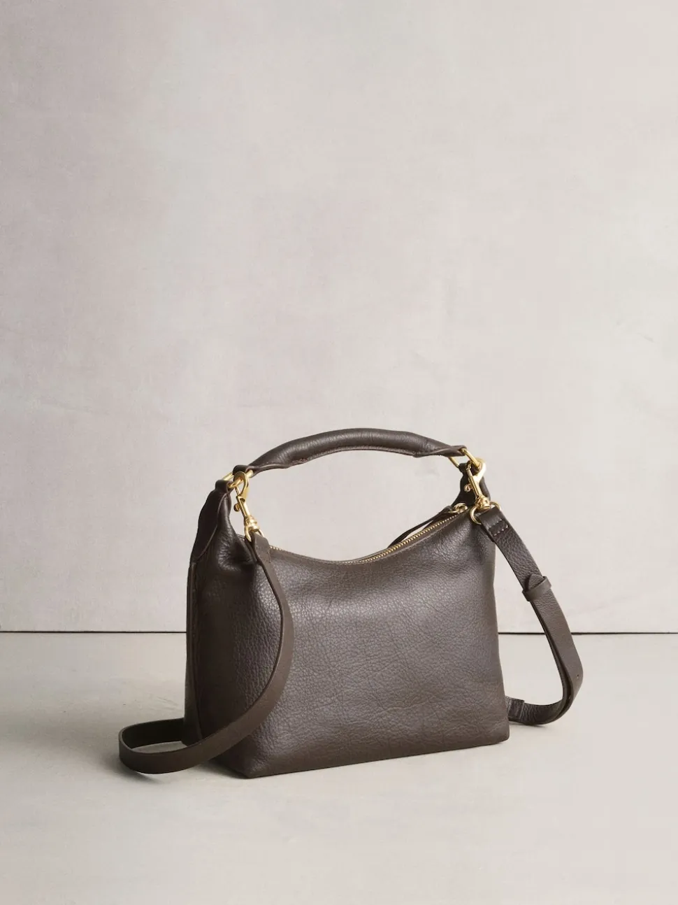 Chocolate Brown Hand Held Leather Bag
