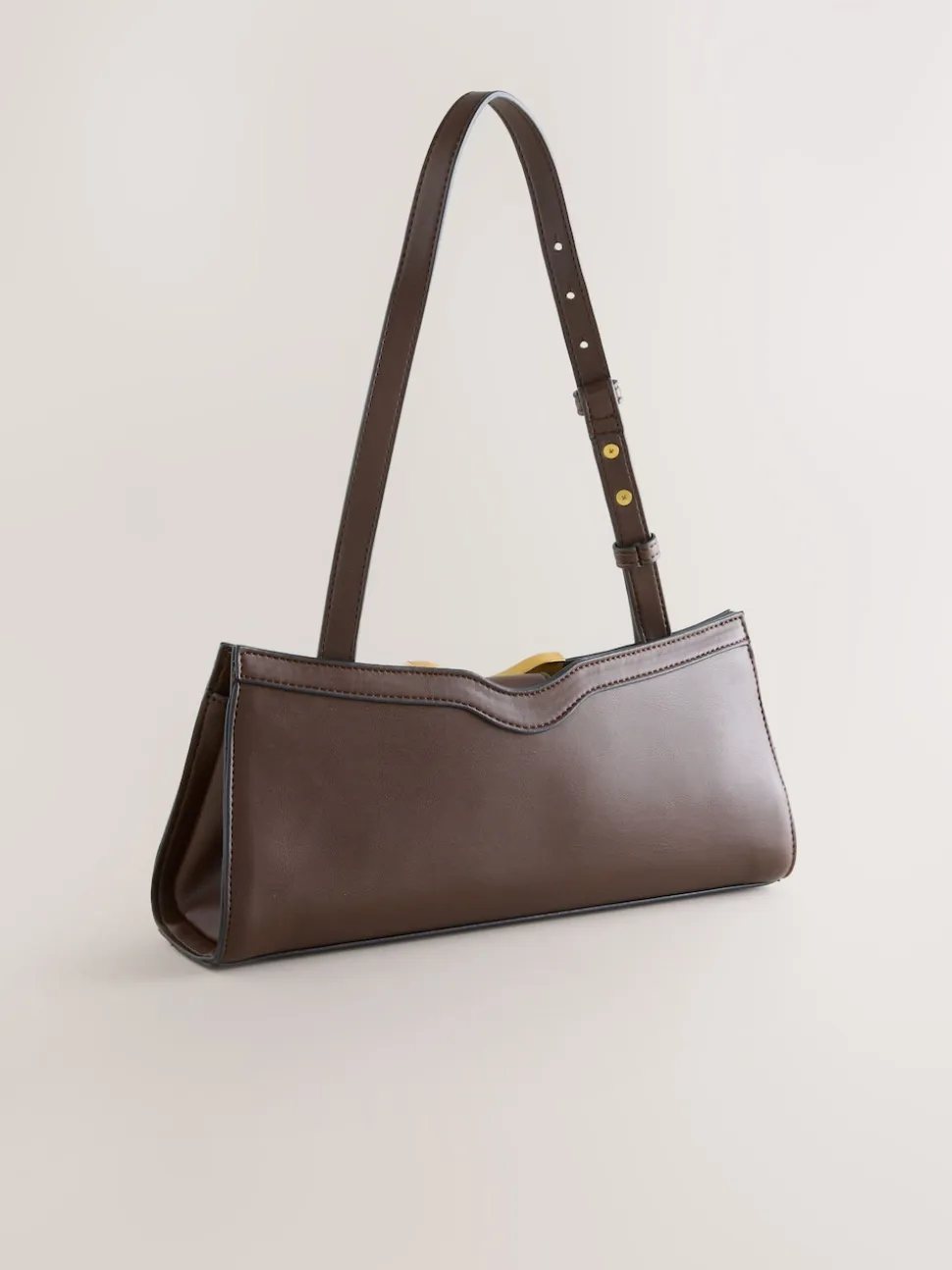 Chocolate Brown Hardware Detail Shoulder Bag