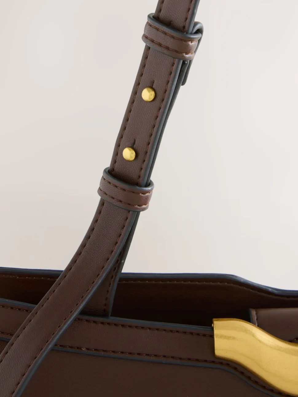 Chocolate Brown Hardware Detail Shoulder Bag
