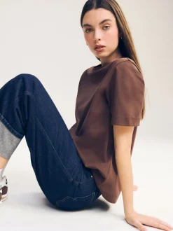 Chocolate Brown Heavyweight Short Sleeve Crew Neck T-Shirt