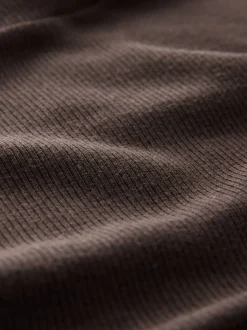 Chocolate Brown High Neck Long Sleeve Top with TENCEL™ Lyocell