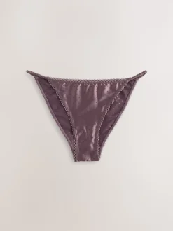 Chocolate Brown High Shine Spot Tanga Knickers