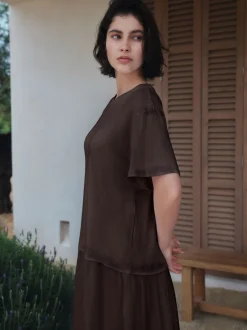 Chocolate Brown Jersey Two In One T-Shirt Dress