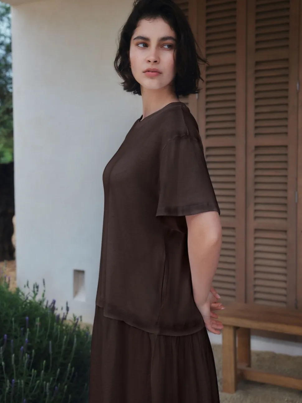 Chocolate Brown Jersey Two In One T-Shirt Dress