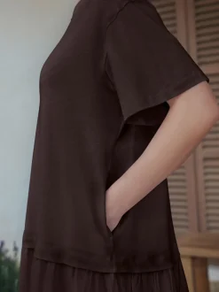 Chocolate Brown Jersey Two In One T-Shirt Dress