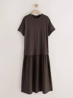 Chocolate Brown Jersey Two In One T-Shirt Dress