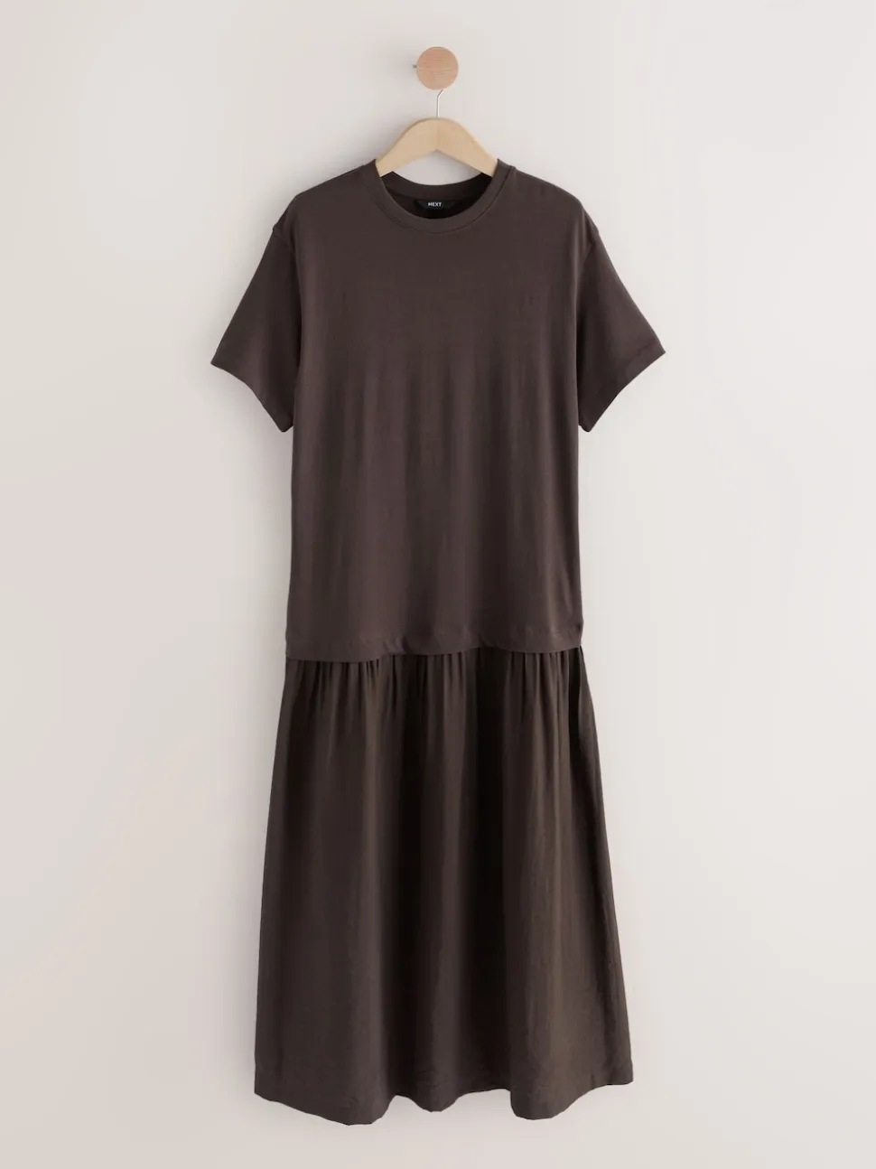 Chocolate Brown Jersey Two In One T-Shirt Dress