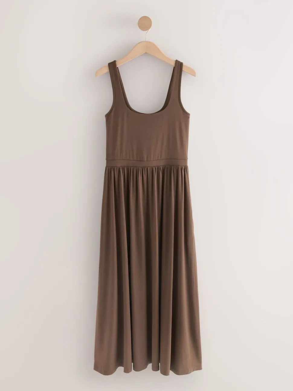 Chocolate Brown Jersey Waisted Summer Dress