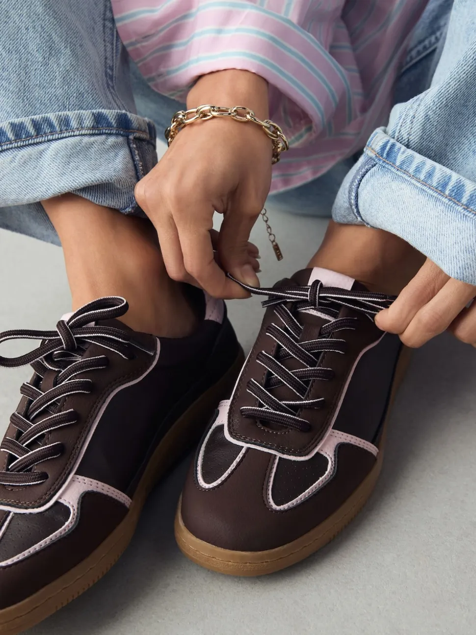 Chocolate Brown Lace-Up Trainers