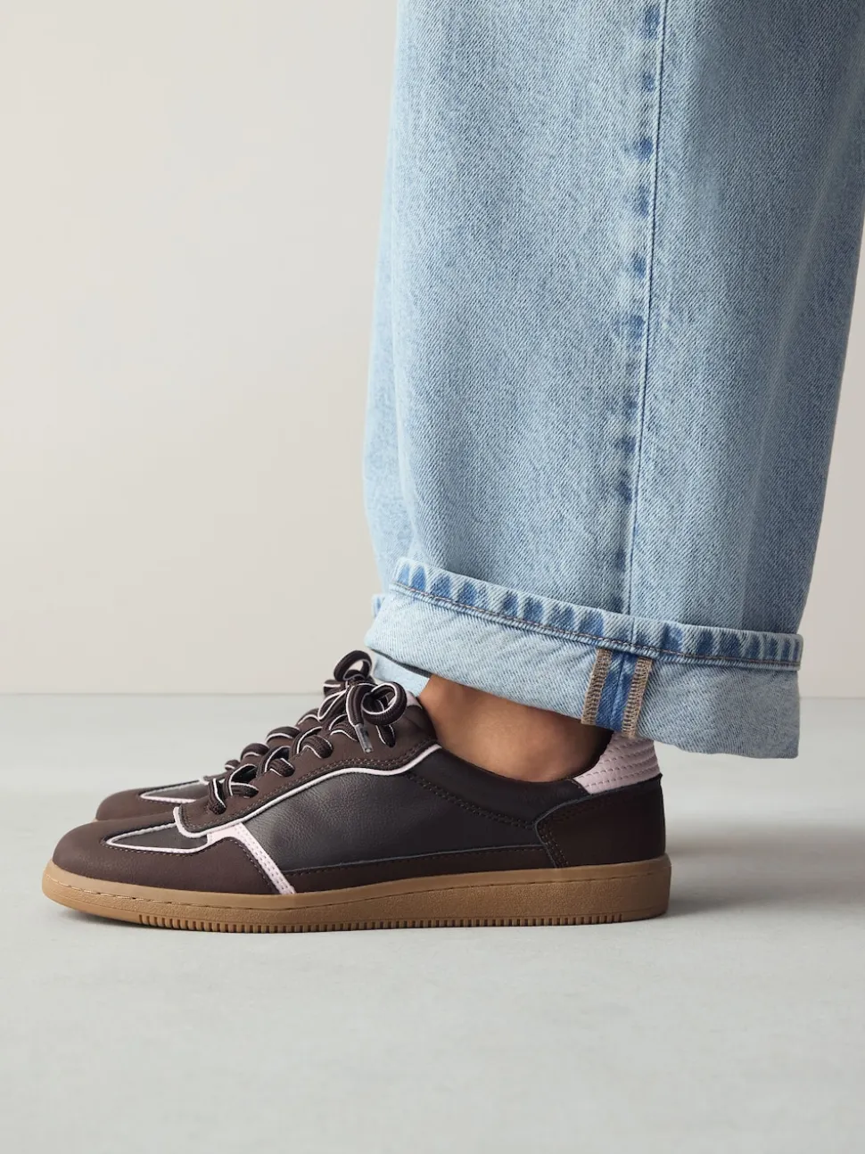 Chocolate Brown Lace-Up Trainers