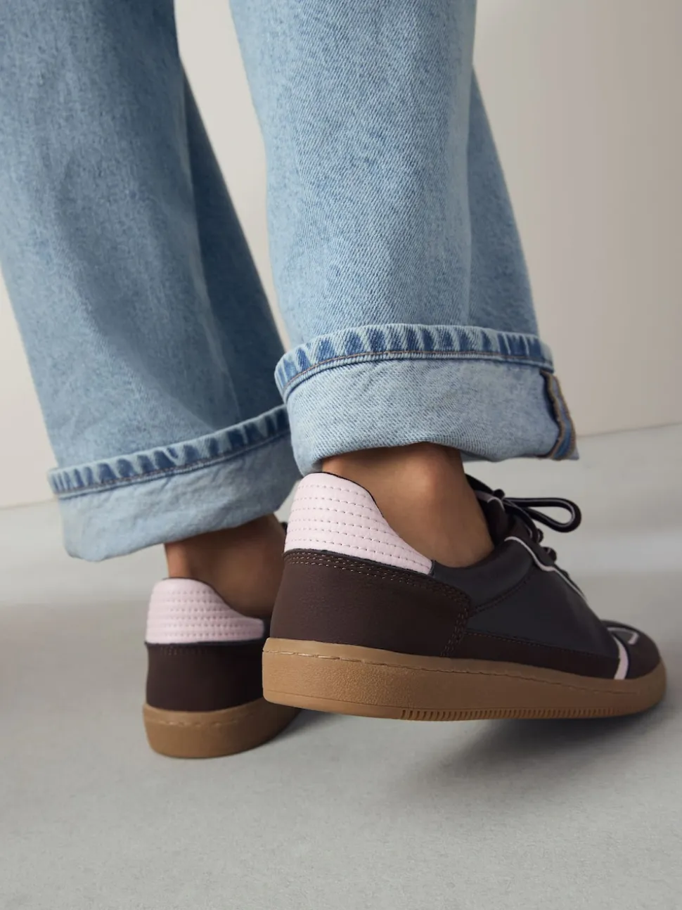 Chocolate Brown Lace-Up Trainers