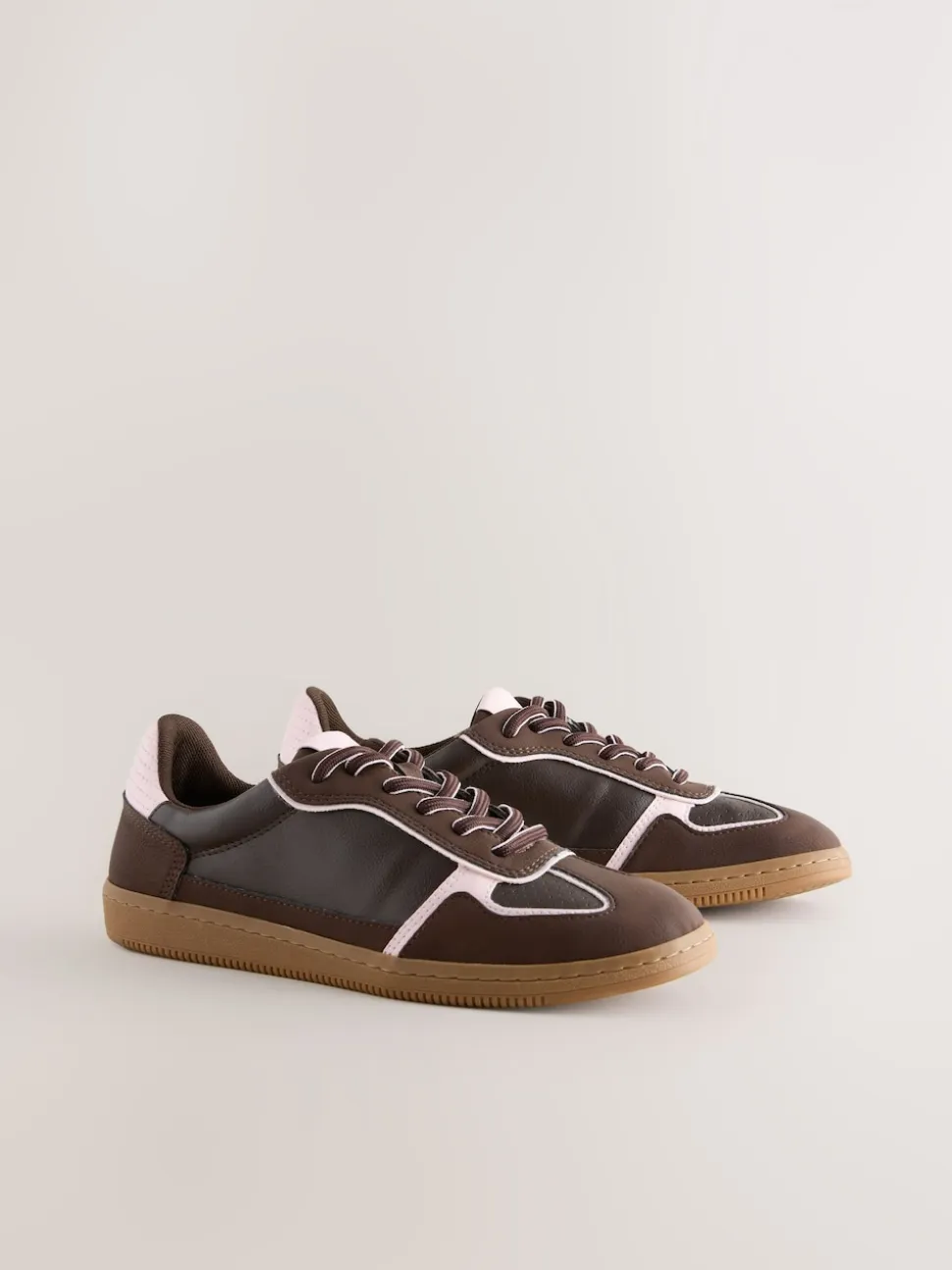 Chocolate Brown Lace-Up Trainers