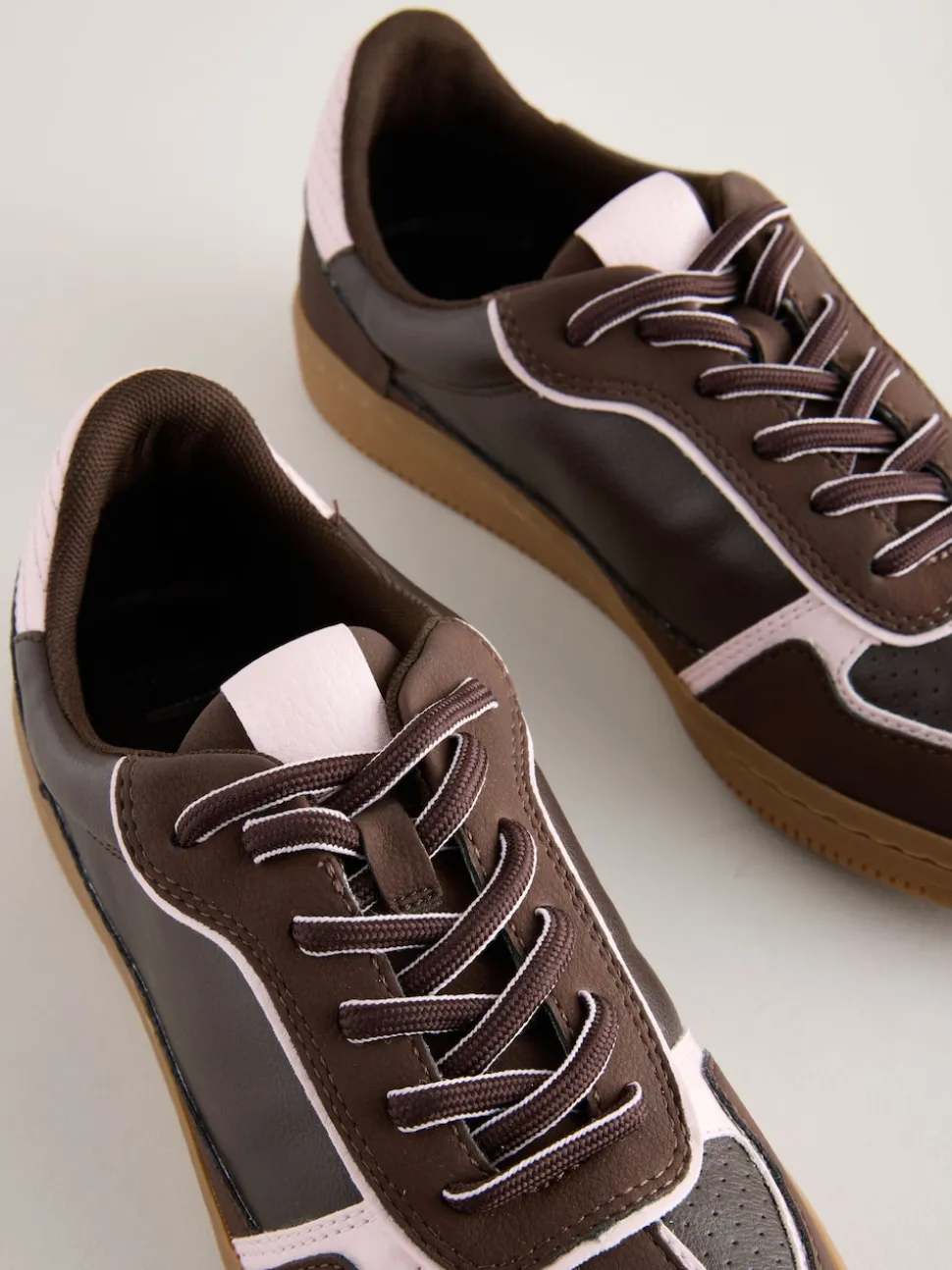 Chocolate Brown Lace-Up Trainers