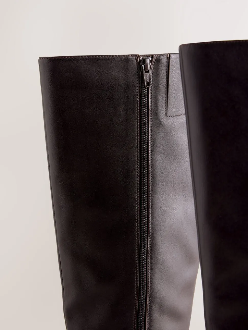 Chocolate Brown Leather Forever Comfort® Flat Chisel Toe Knee High Boots