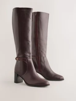 Chocolate Brown Leather Forever Comfort® Hardware Trim Knee High Boots