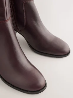 Chocolate Brown Leather Forever Comfort® Hardware Trim Knee High Boots