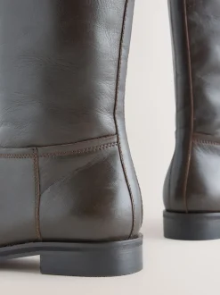 Chocolate Brown Leather Standard/Wide Fit Forever Comfort® Flat Riding Boots