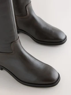 Chocolate Brown Leather Standard/Wide Fit Forever Comfort® Flat Riding Boots
