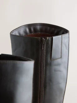 Chocolate Brown Leather Standard/Wide Fit Forever Comfort® Flat Riding Boots