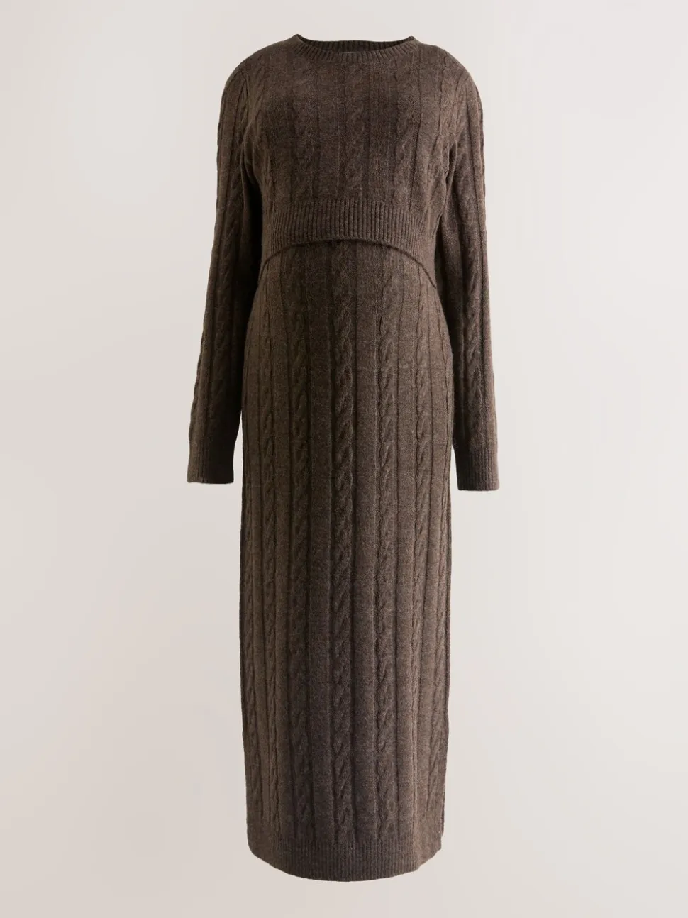 Chocolate Brown Maternity Knitted Nursing Dress