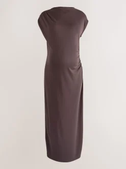 Chocolate Brown Maternity Short Sleeve Dress