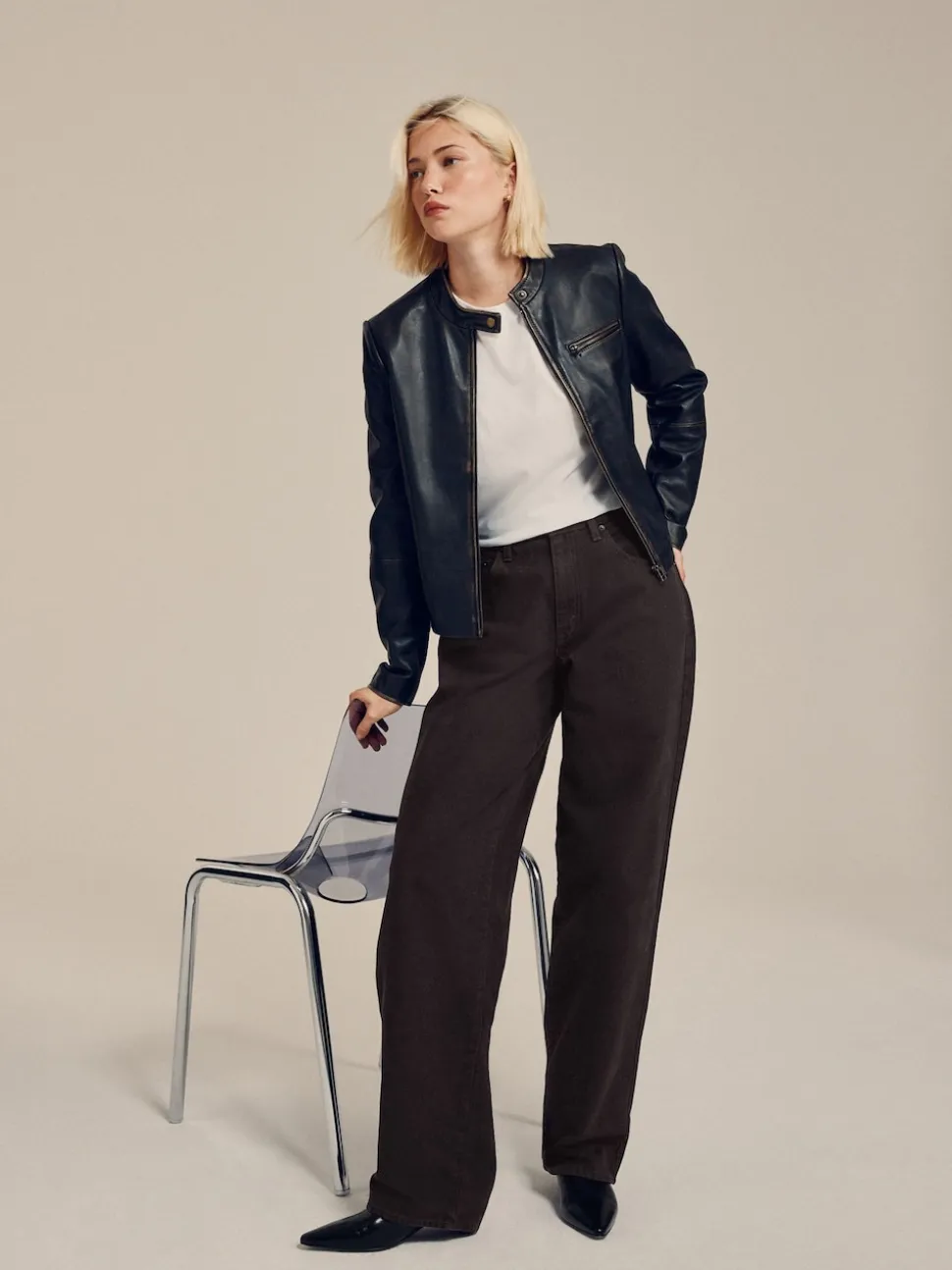 Chocolate Brown Mid Rise Wide Leg Baggy Jeans