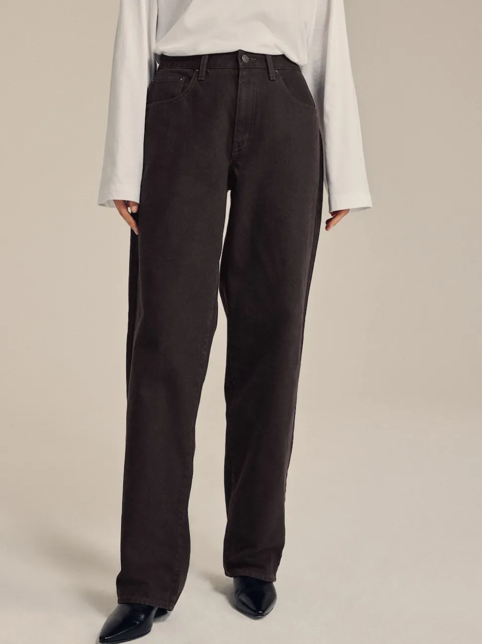 Chocolate Brown Mid Rise Wide Leg Baggy Jeans