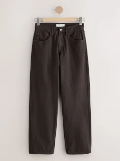 Chocolate Brown Mid Rise Wide Leg Baggy Jeans