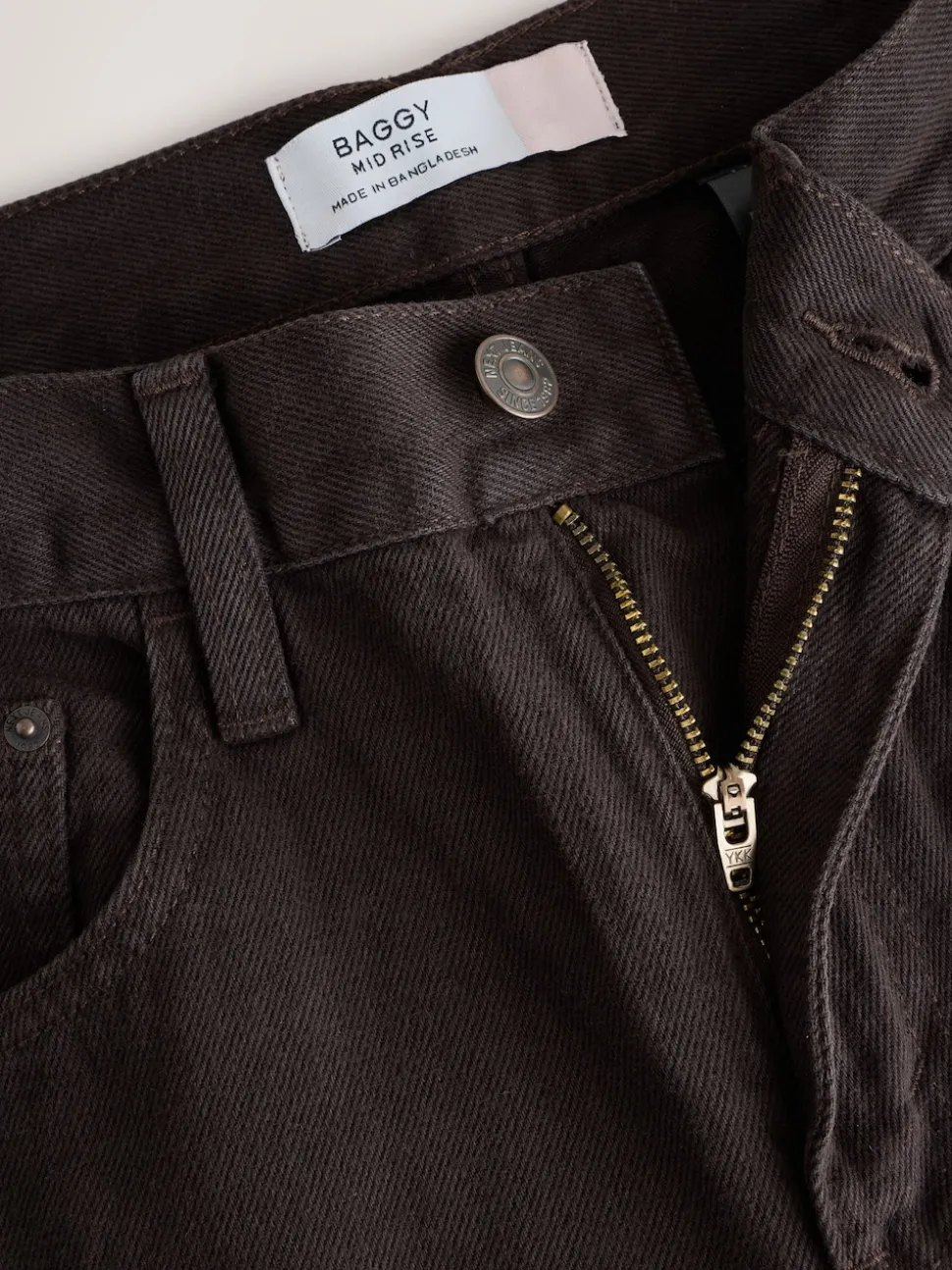 Chocolate Brown Mid Rise Wide Leg Baggy Jeans