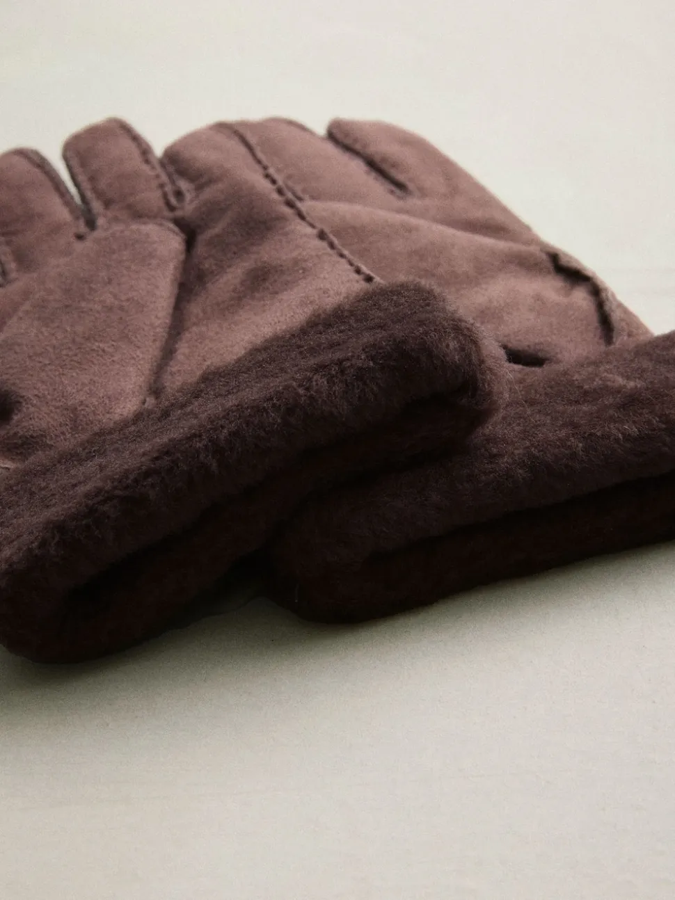 Chocolate Brown N. Premium Leather Sheepskin Gloves