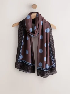 Chocolate Brown Polka Dot Lightweight Scarf