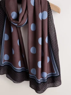 Chocolate Brown Polka Dot Lightweight Scarf