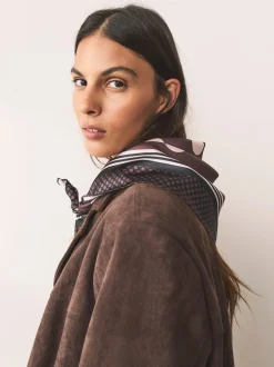 Chocolate Brown Polka Dot Satin Square Scarf