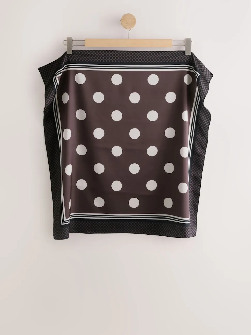 Chocolate Brown Polka Dot Satin Square Scarf