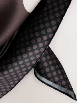 Chocolate Brown Polka Dot Satin Square Scarf