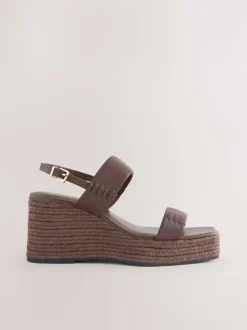 Chocolate Brown Premium Leather Craft Wedge Heels