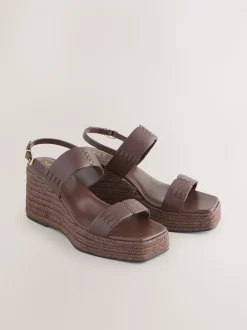 Chocolate Brown Premium Leather Craft Wedge Heels