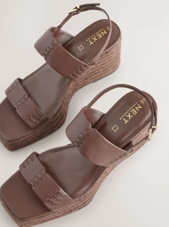 Chocolate Brown Premium Leather Craft Wedge Heels