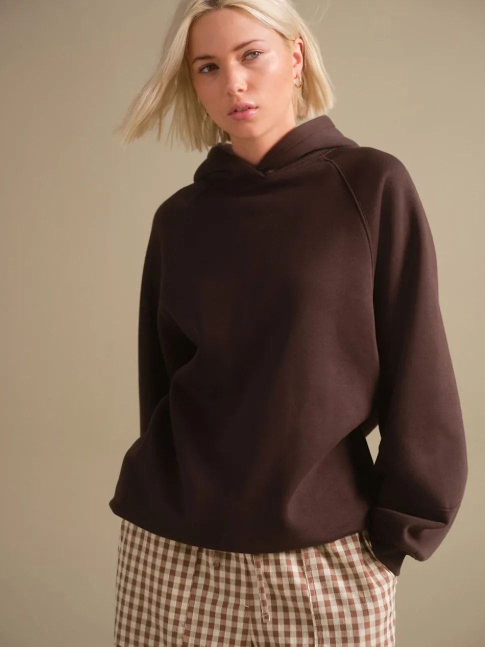 Chocolate Brown Relaxed Fit Heavyweight Longline Hoodie