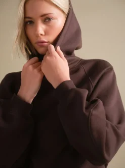 Chocolate Brown Relaxed Fit Heavyweight Longline Hoodie