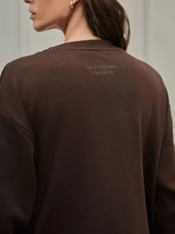 Chocolate Brown Relaxed Fit Essentials Longline Sweatshirt with Pockets