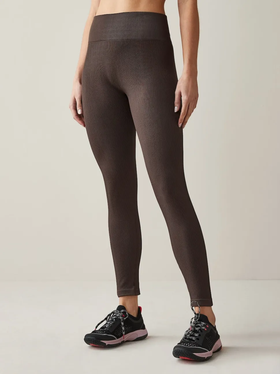 Chocolate Brown Ribbed Seamless High Waist Leggings