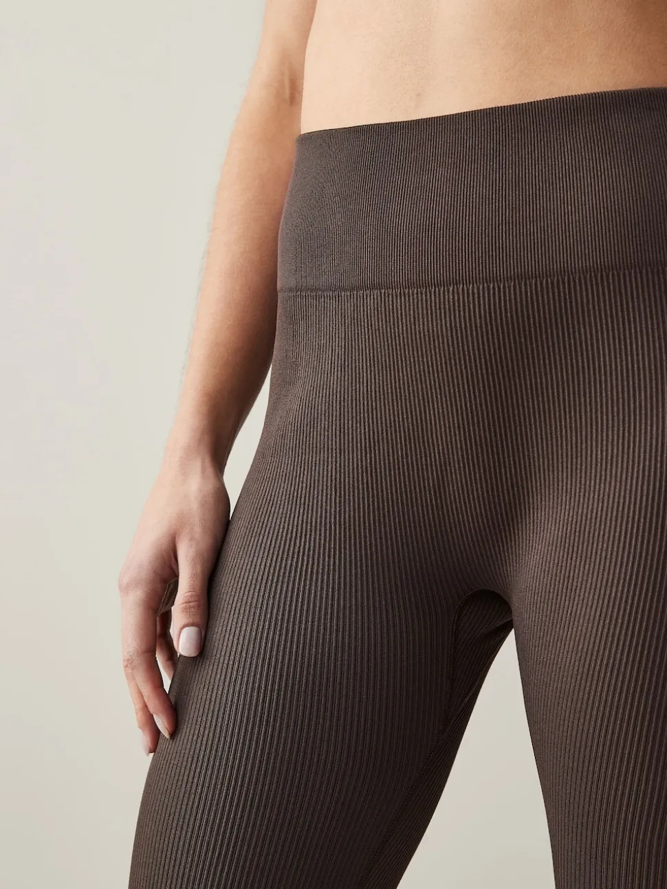 Chocolate Brown Ribbed Seamless High Waist Leggings