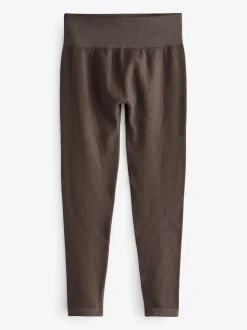 Chocolate Brown Ribbed Seamless High Waist Leggings