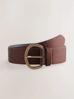Chocolate Brown Satin Belt with Diamante Buckle