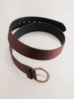Chocolate Brown Satin Belt with Diamante Buckle