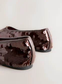 Chocolate Brown Sequin Forever Comfort® Round Toe Sequin Ballerina Flats