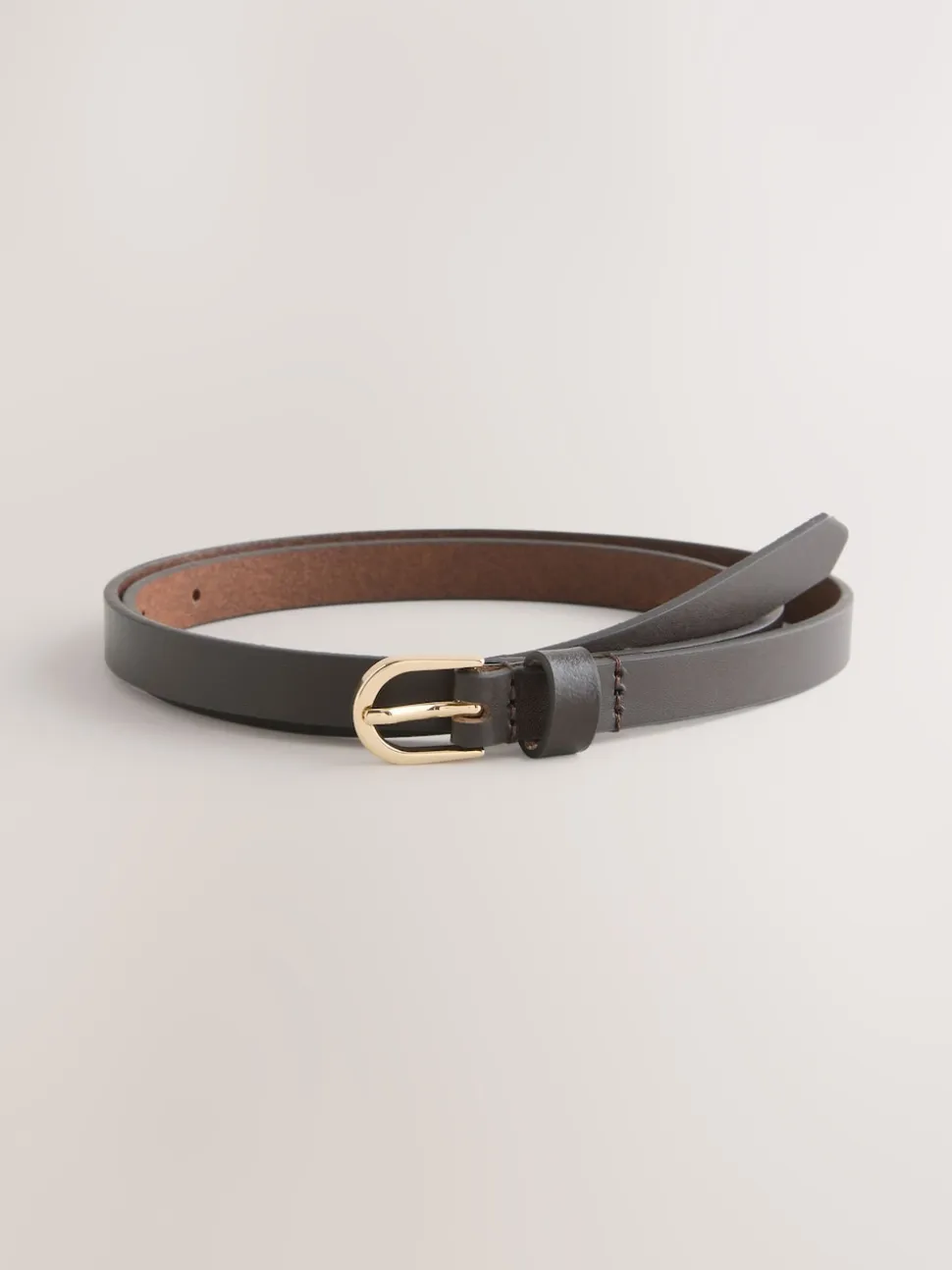 Chocolate Brown Skinny Leather Belt
