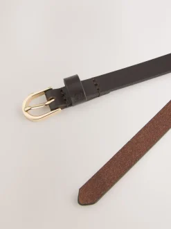 Chocolate Brown Skinny Leather Belt