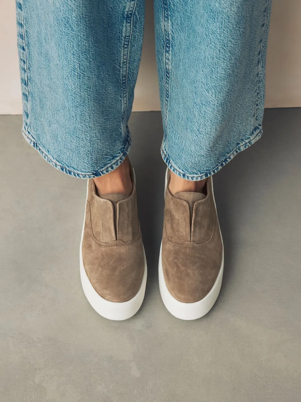 Chocolate Brown Slip On Signature Leather Chunky Wedge Platform Trainers